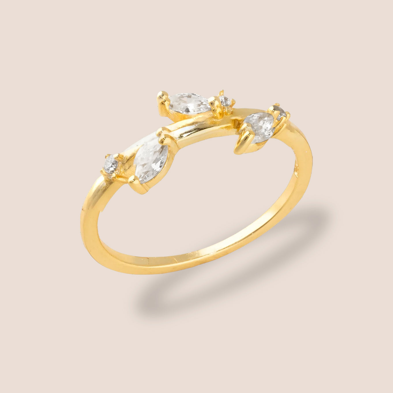 Gold Gemstone Petal Ring