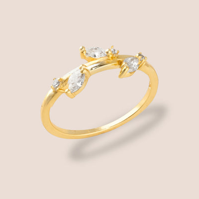 Silver Gemstone Petal Ring