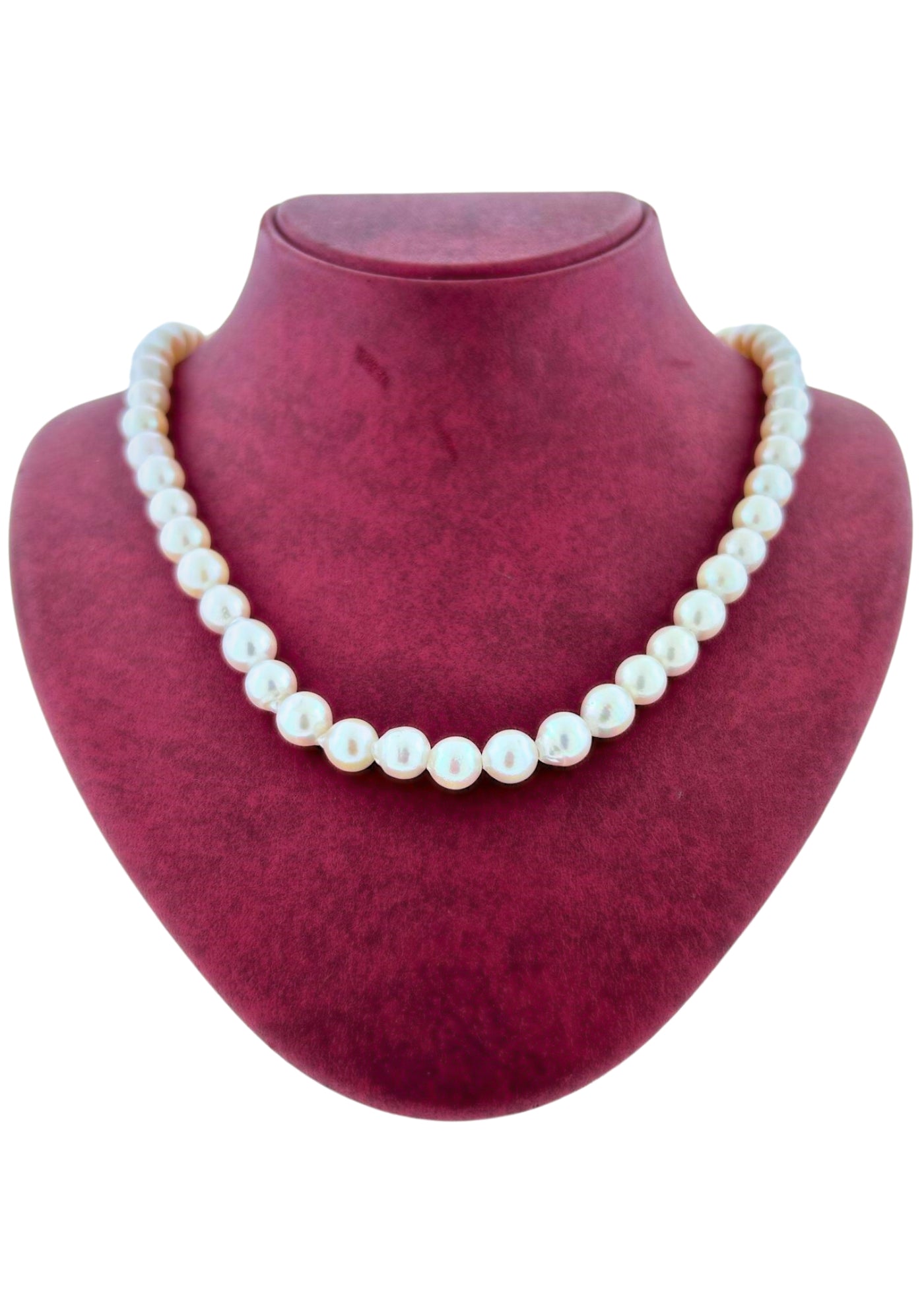 fresh water white pearl necklace 14k solid gold