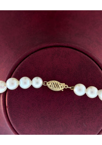 fresh water white pearl necklace 14k solid gold