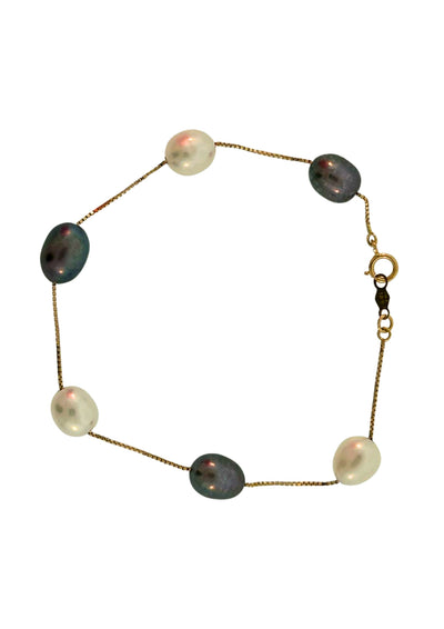 fresh water and real thaiti pearls bracelet 14k solid gold