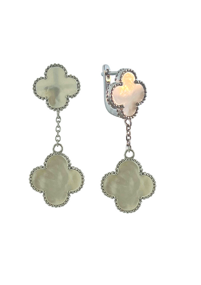 2 Clover Dangle Earrings mother of pearls