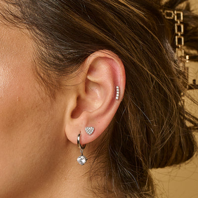 Pavé Gemstone Heart Earrings