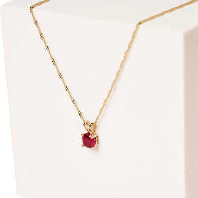 Solid Gold Birthstone Necklace