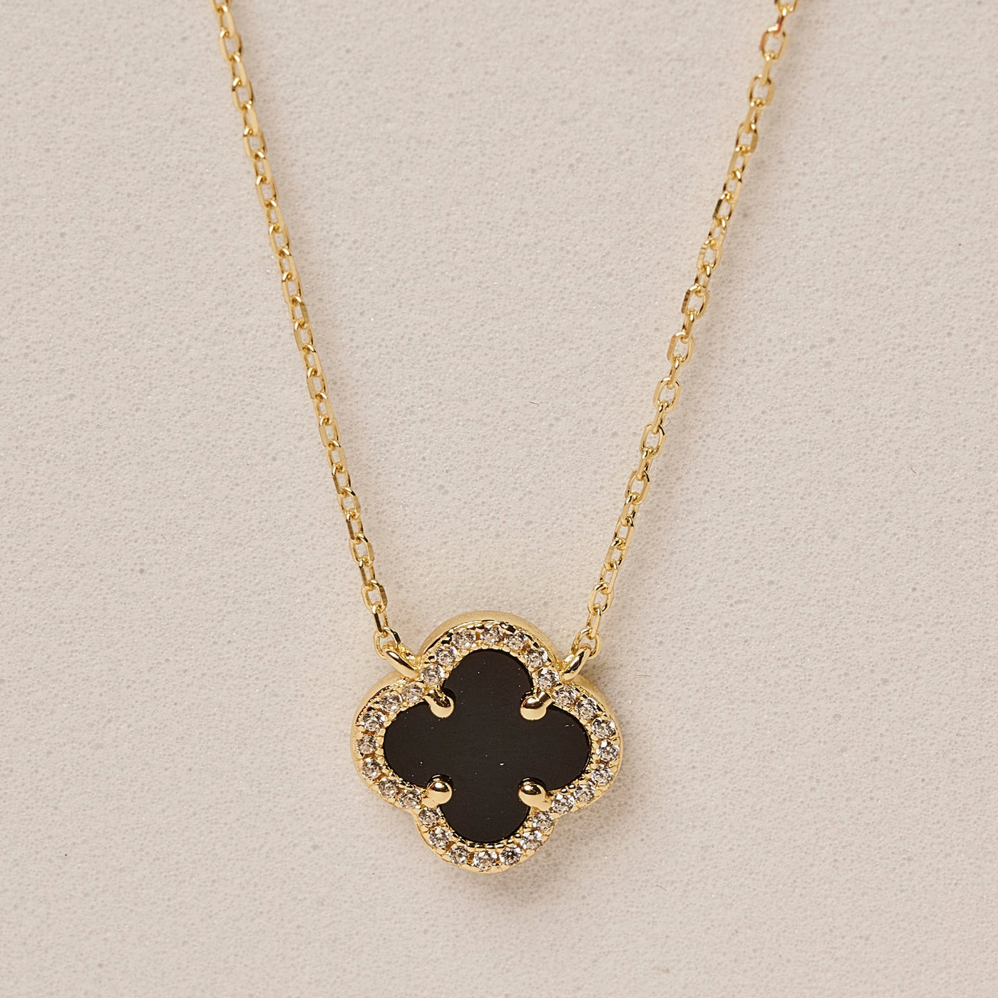 Black Onyx Clover Necklace