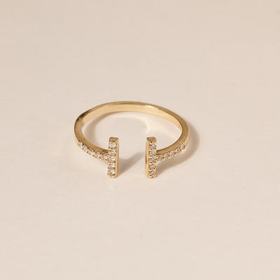 Solid Gold T Ring
