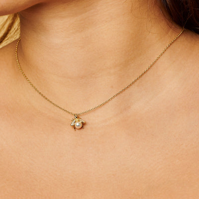Gold Bee Gemstone Necklace
