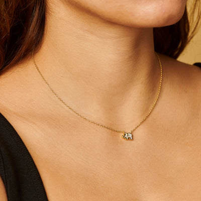Silver Gemstone Elephant Necklace