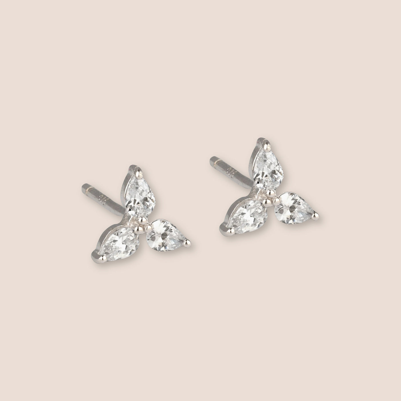 Silver Gemstone Petal Earrings