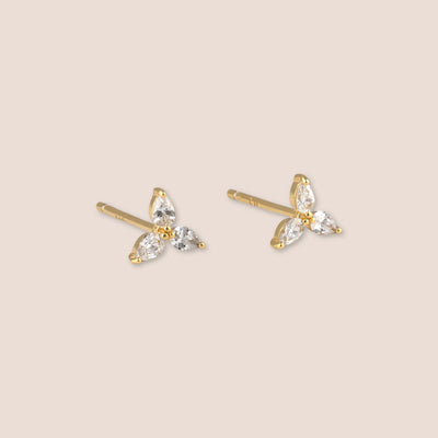 Gold Gemstone Petal Earrings
