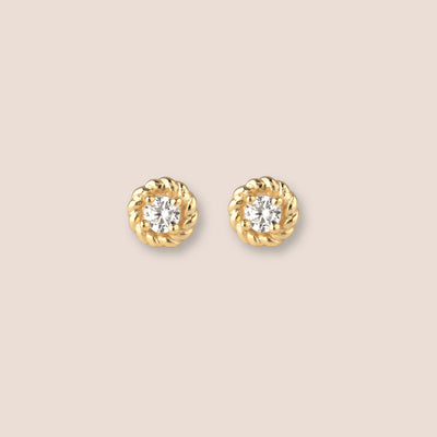 Gold Twist Halo Gemstone Earrings