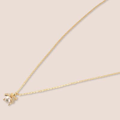 Silver Bee Gemstone Necklace