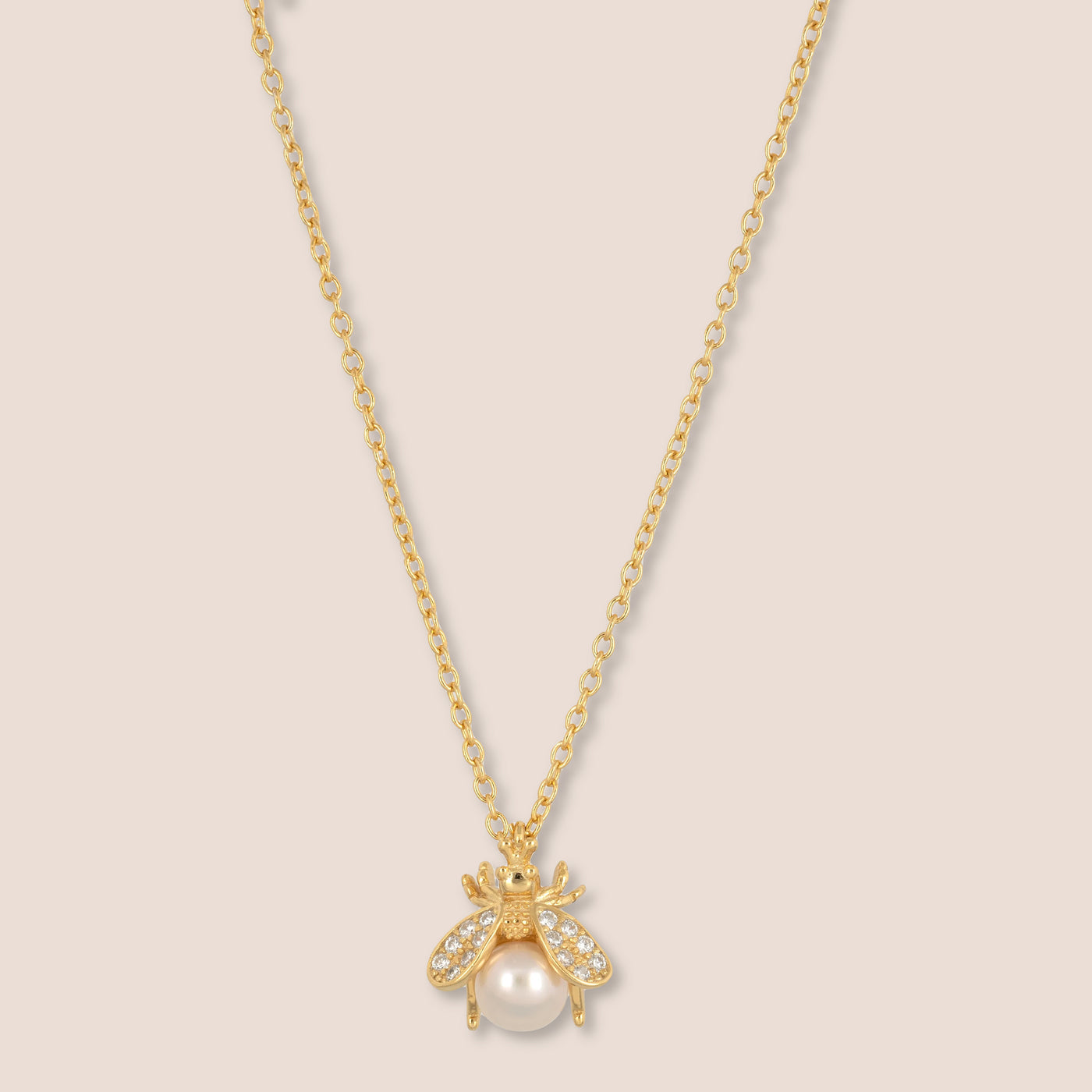 Gold Bee Gemstone Necklace