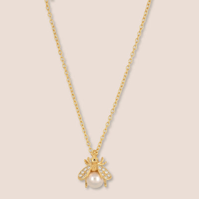 Silver Bee Gemstone Necklace