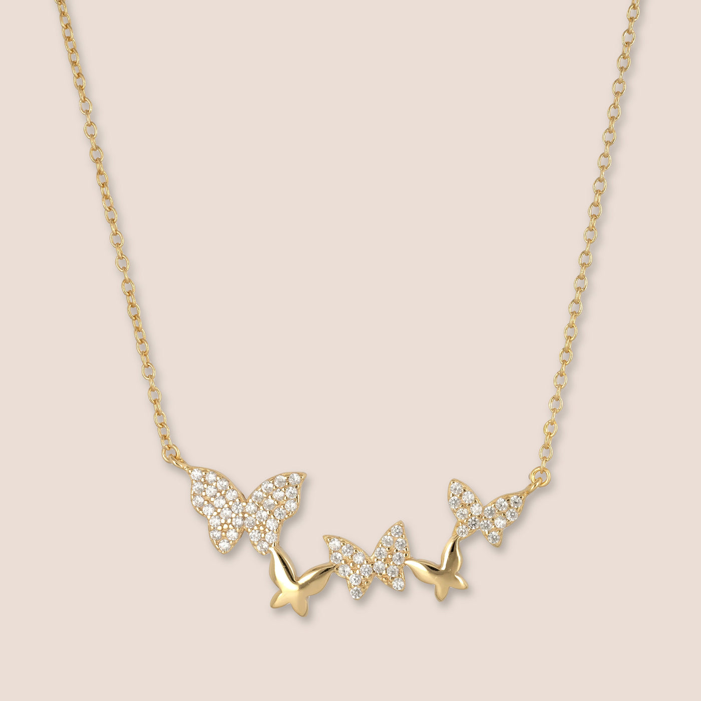 Gold Butterfly Gemstone Line Necklace