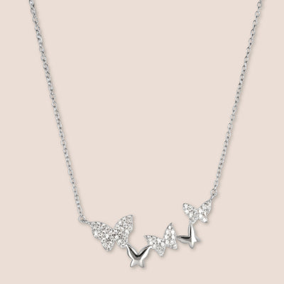 Gold Butterfly Gemstone Line Necklace