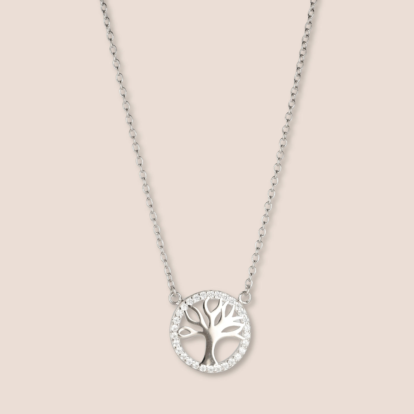 Silver Tree of Life Gemstone Necklace