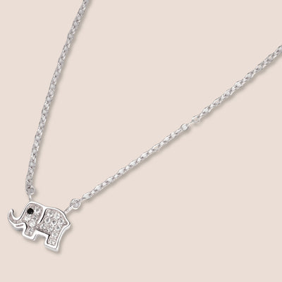 Silver Gemstone Elephant Necklace