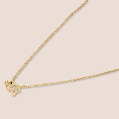 Gold Gemstone Elephant Necklace