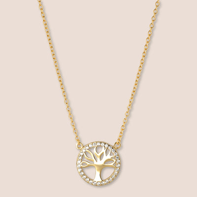 Silver Tree of Life Gemstone Necklace
