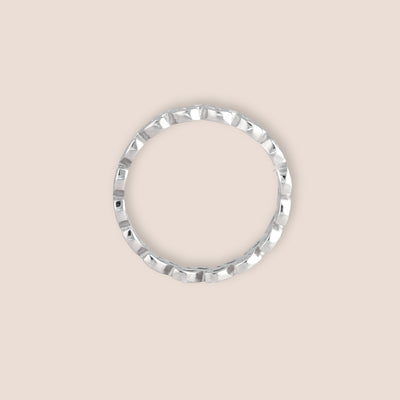 Silver Eternity Leaf Gemstone Ring