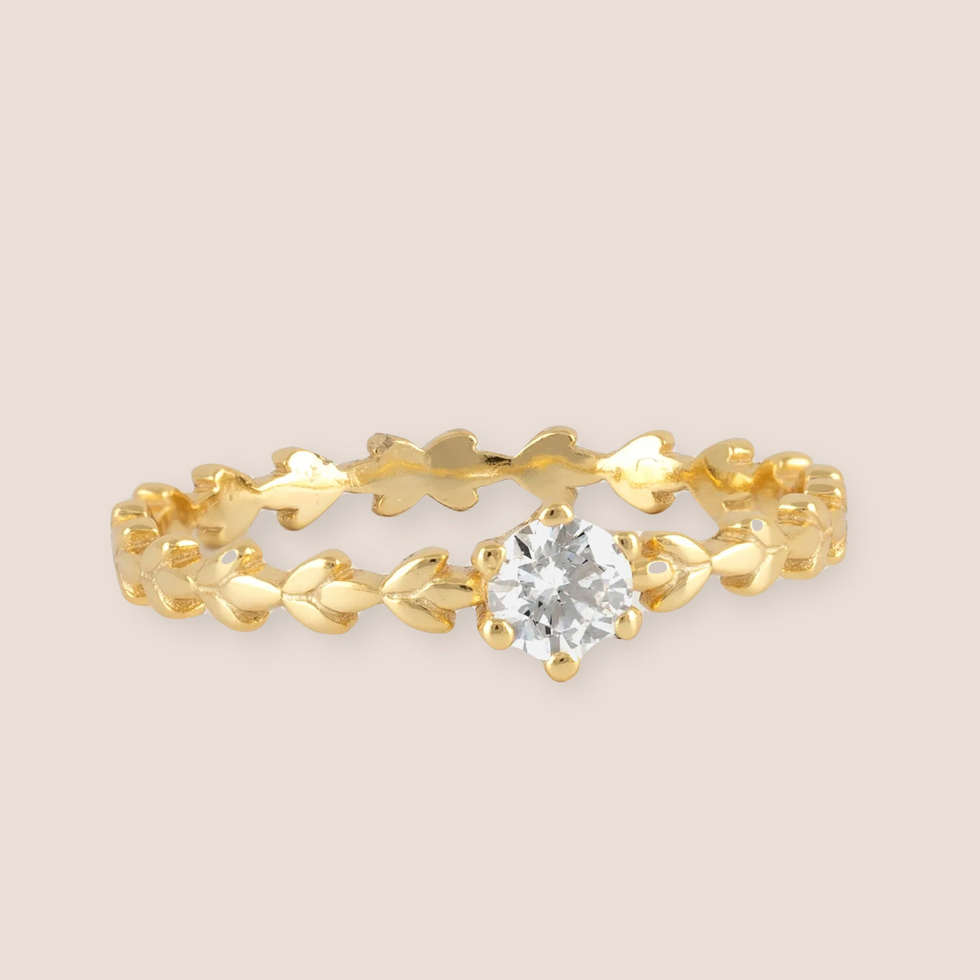 Gold Leaf Gemstone Ring