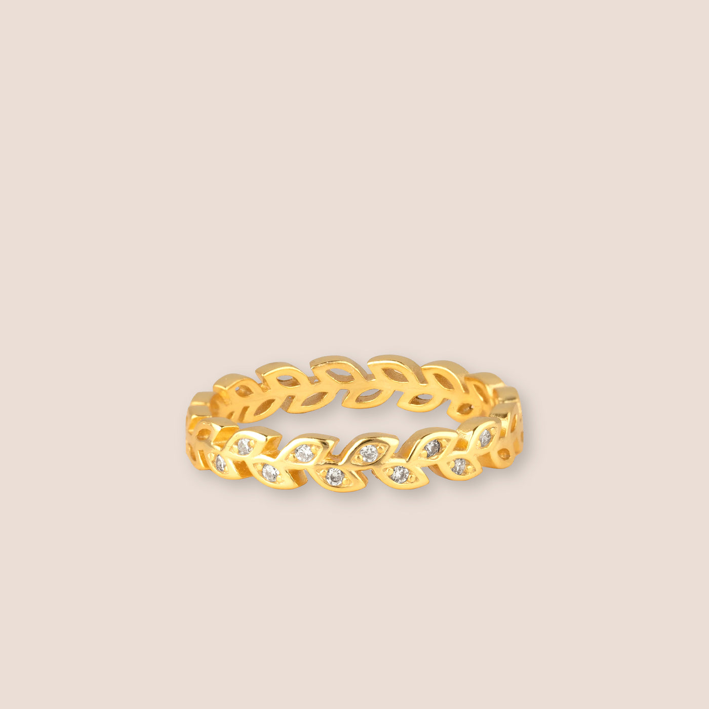 Gold Eternity Leaf Gemstone Ring