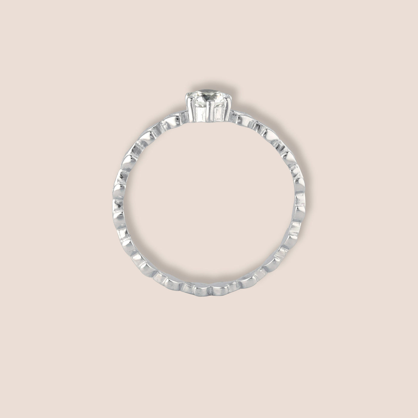 Silver Leaf Gemstone Ring